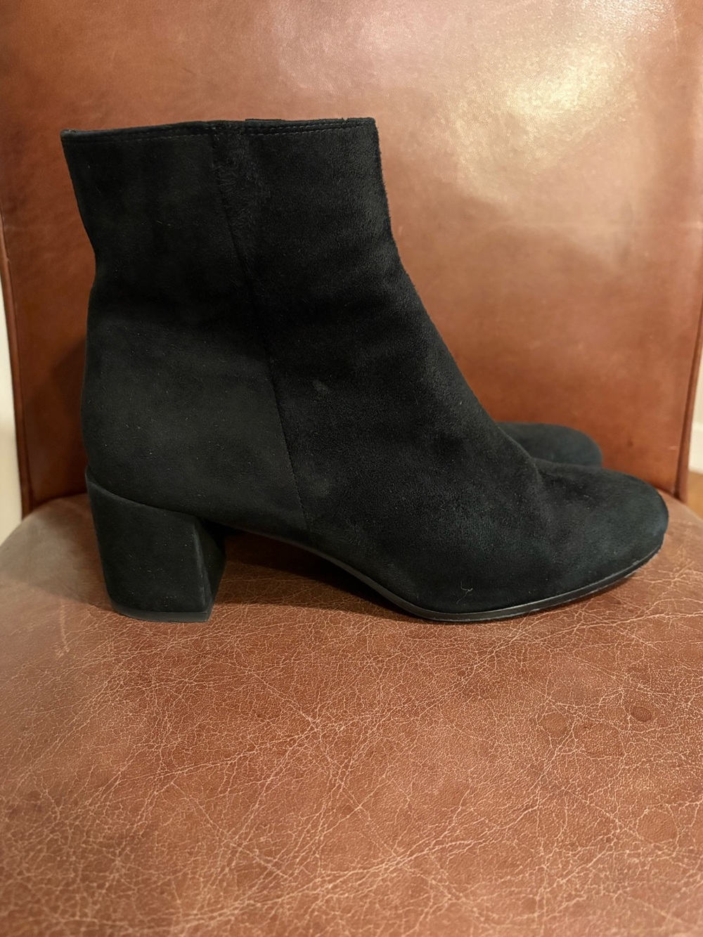 MARGAUX Black Suede Block Heel Ankle Boots